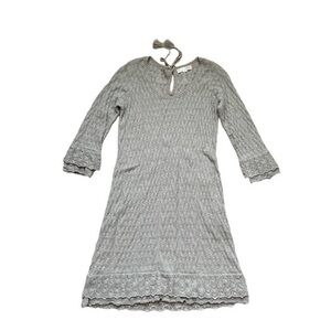 Odd Molly Anthropologie Love Reactions Crochet Knit 100% Cotton Grey Dress‎